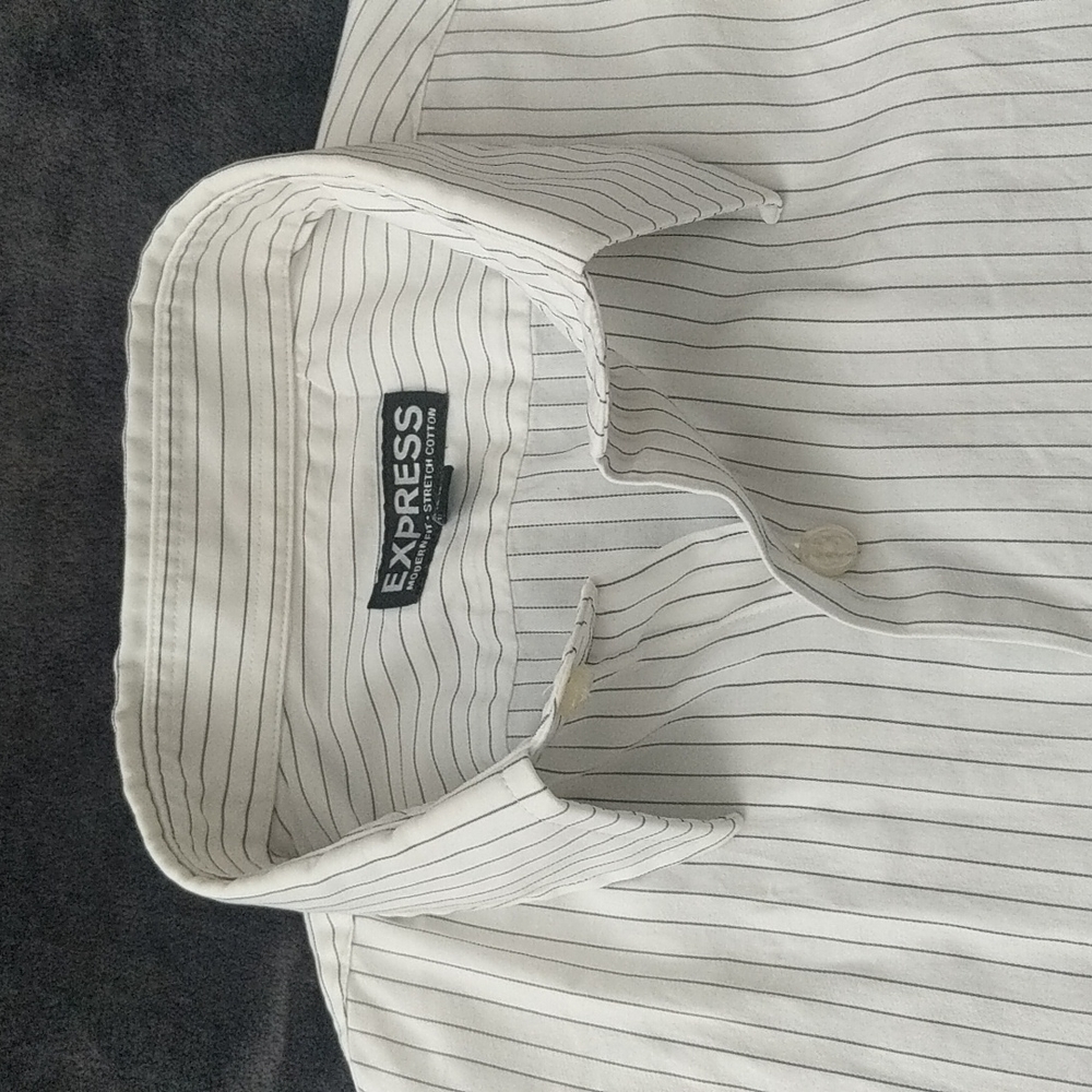Express Black & White Pinstripe Long Sleeve Shirt